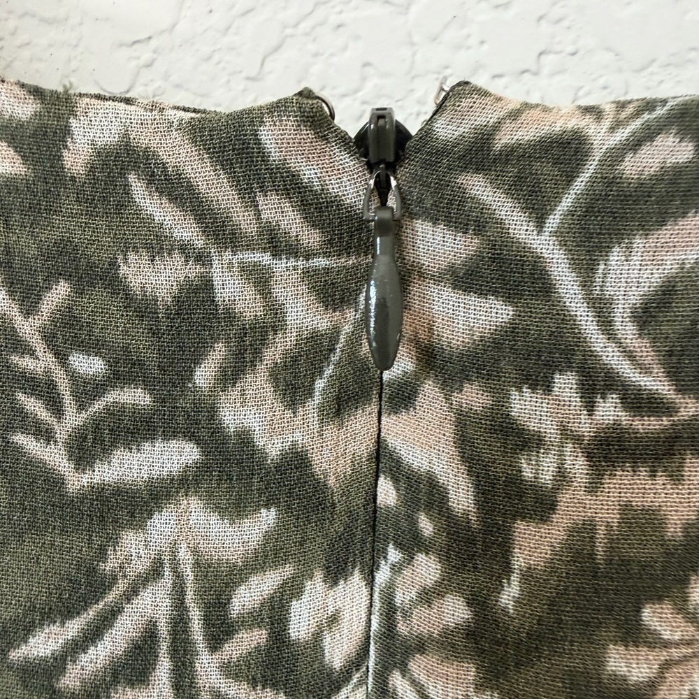Charter Club Olive Green Floral Sleeveless Dress Size 14 Lightweight Lined - Picture 7 of 10
